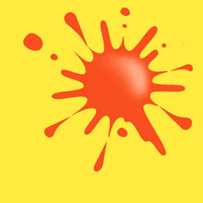 roter Klecks auf gelben Grund