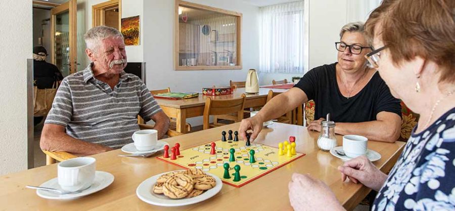 Senioren beim Spiel Mensch &Auml;rger dich nicht